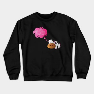 Strawberry Cow Thinking, Cute , Cartoon Crewneck Sweatshirt